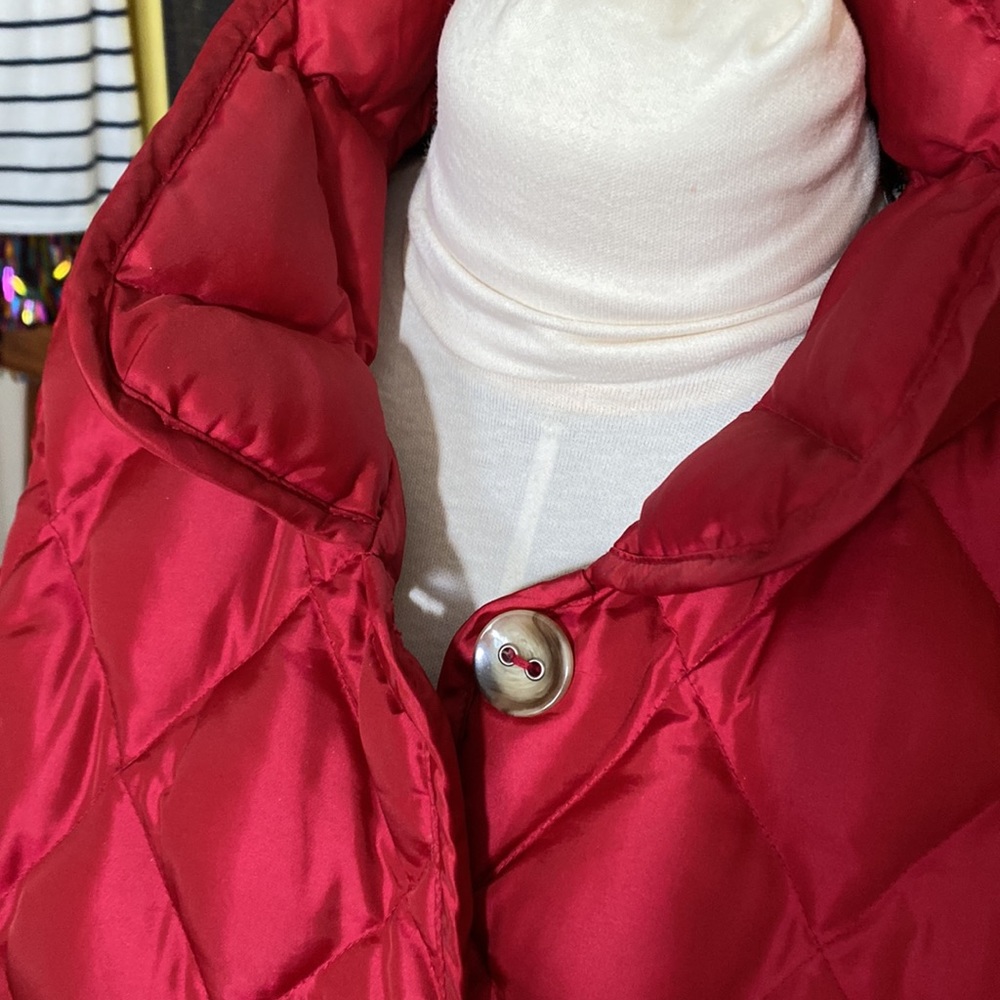 Talbots Button Down Quilted Vest Red Euc,Patch Po… - image 3